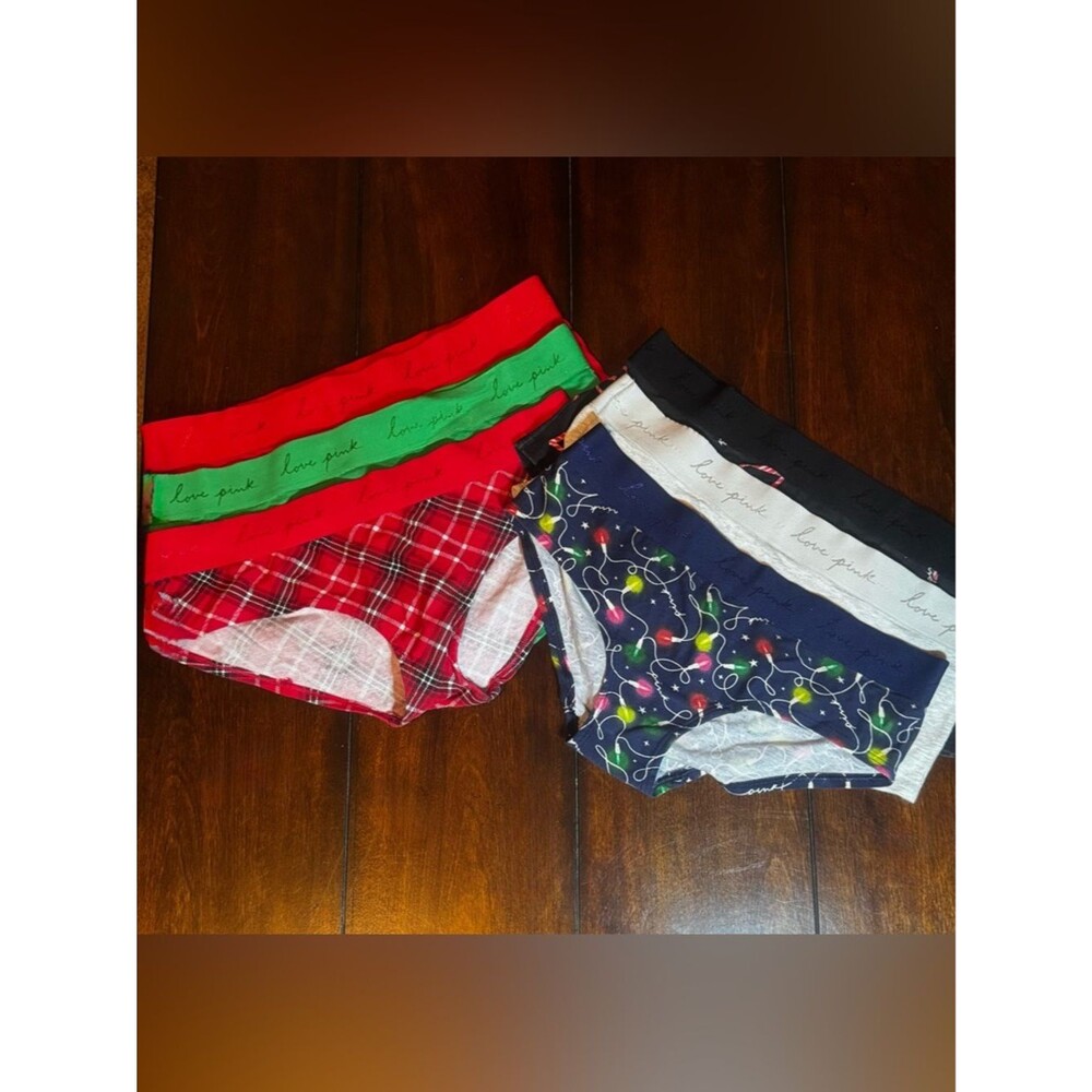 Pink Women’s Holiday Christmas Panties: 6 pack Large